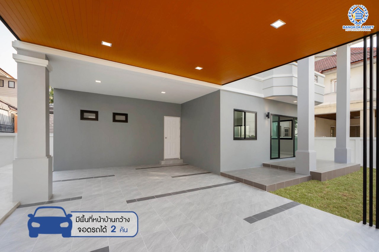 บ้านมือสองตกแต่งใหม่ ม.ลภาวัน9 ชัยพฤกษ์-ปากเกร็ด โซนต้นโครงการ เดินทางสะดวก เนื้อที่ 54.7 ตร.ว. ฟังก์ชั่น 3 ห้องนอน 2 ห้องน้ำ 2 ที่จอดรถ ภายในกว้างห้องครัวขนาดใหญ่ ตอบโจทย์คนรักการทำอาหาร บนทำเลที่ดีที่สุด! เชื่อมต่อเมือง ใกล้เซ็นทรัลแจ้งวัฒนะ และรถไฟฟ้าสายสีม่วง "สถานีบางพลู"